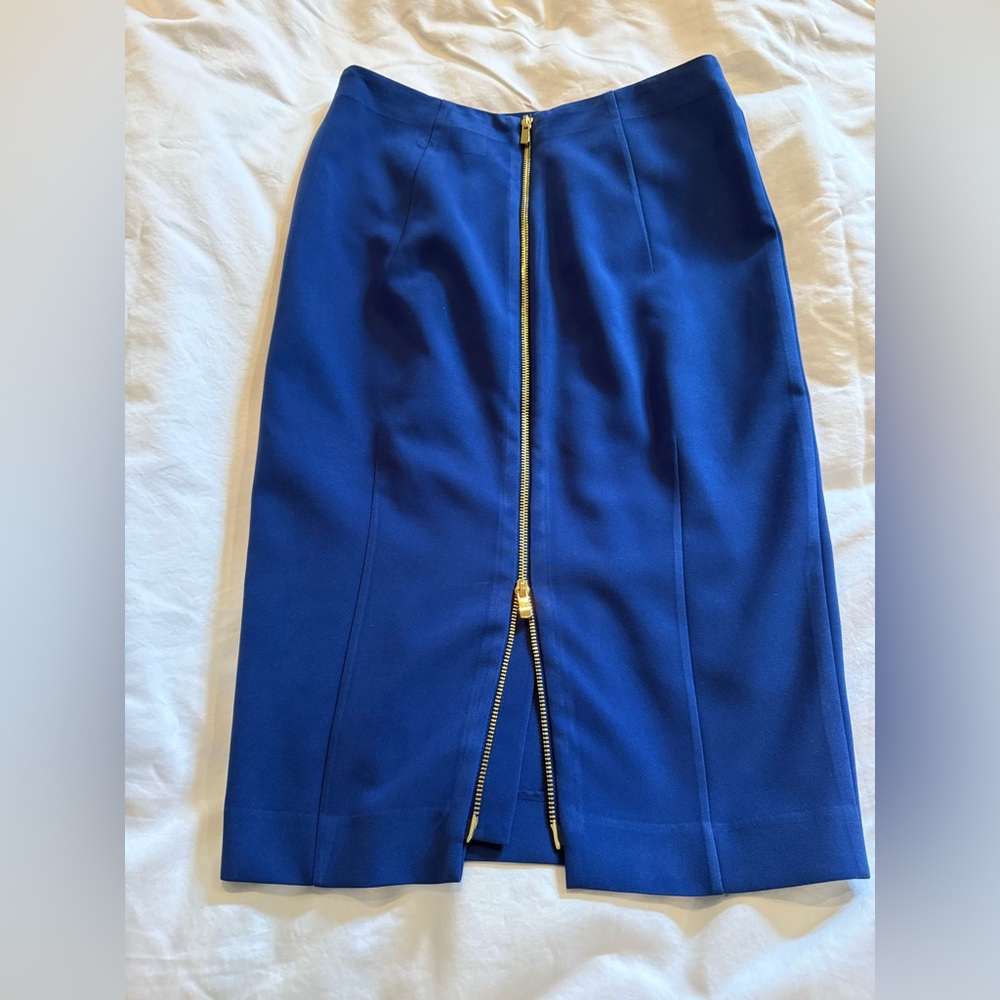 H&M Royal Blue Pencil Skirt with Front Gold Zip